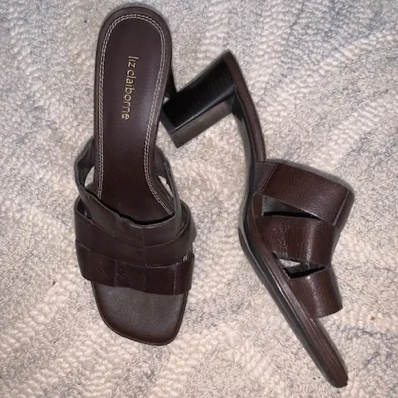 Liz Claiborne Shoes Liz Claiborne Sandals Slides Brown Leather